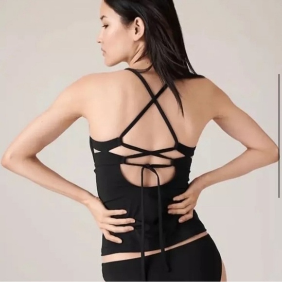 Athleta Black Tie Back Triangle Tankini Swim Top - Picture 2 of 13